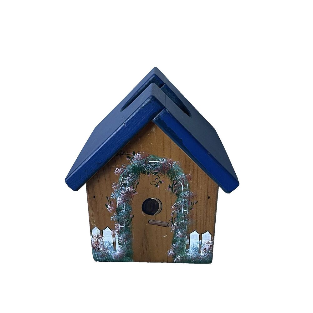 Vintage Wood Kleenex Tissue Box Cover Cottagecore Country Hand Painted Decor